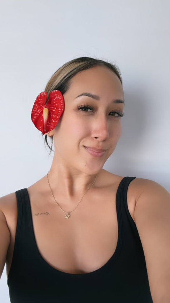 Mini Red/White Anthurium 2.5 inch